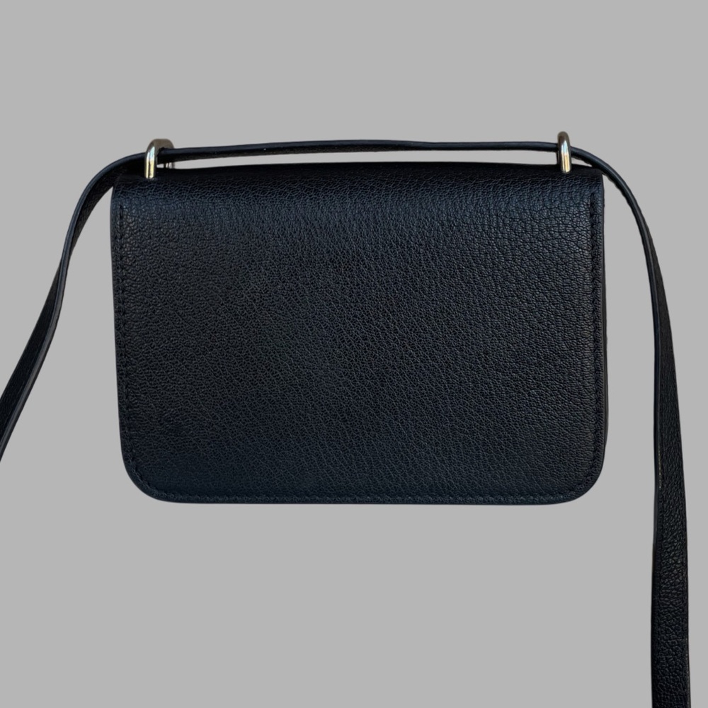 BURBERRY Classic Neutral Black Pebbled Leather D-Ring Mini Flap Crossbody Bag - Picture 8 of 17